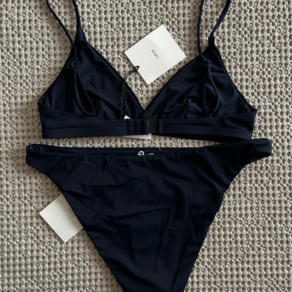 NWT Onia 2-Piece Bikini Ashley Top Splice Malin Bottom Deep Navy Blue Small Med - Picture 2 of 9
